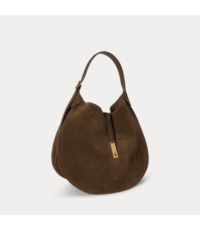POLO RALPH LAUREN Grand sac porté épaule Polo ID en suède et cuir