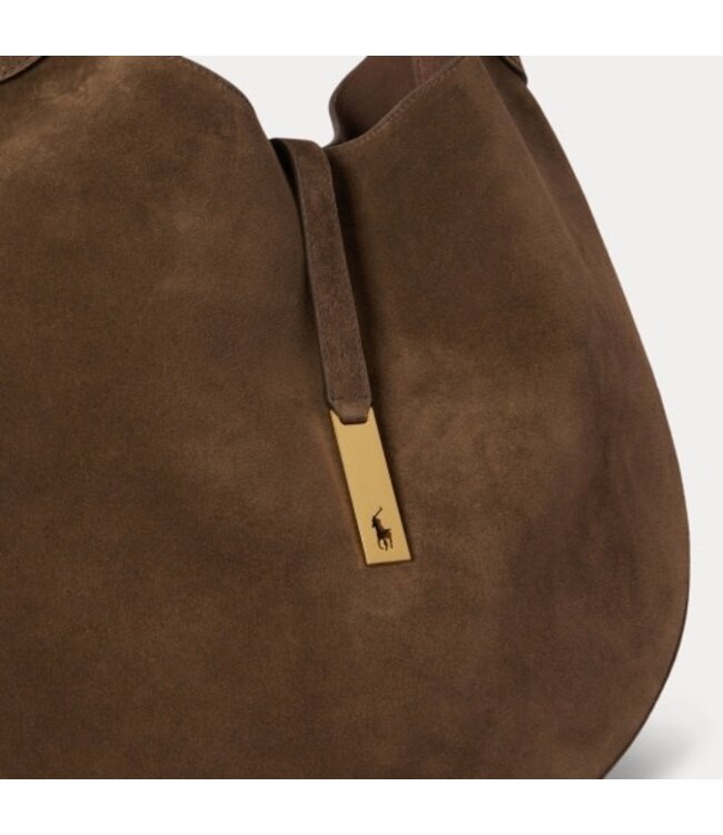 POLO RALPH LAUREN Polo ID Suede-Leather Large Shoulder Bag