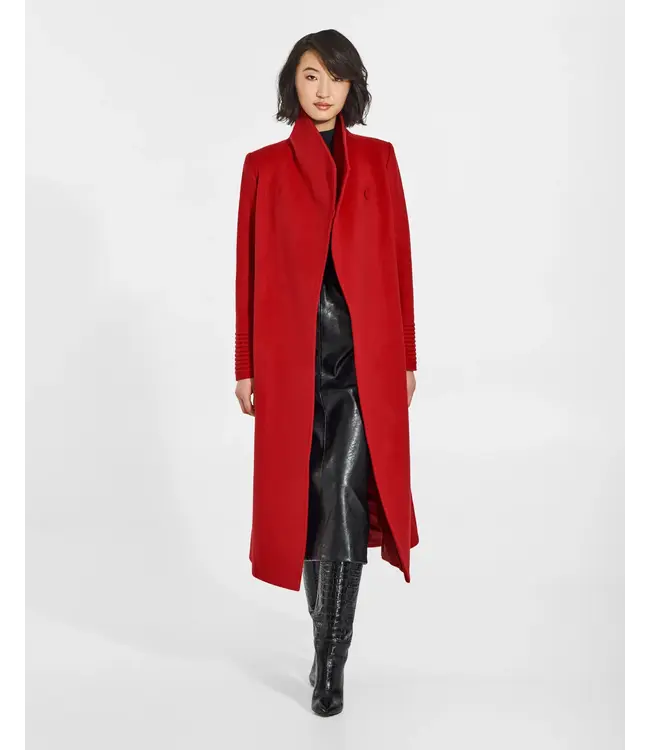 SENTALER Baby Alpaca Long Funnel Collar Wrap Coat