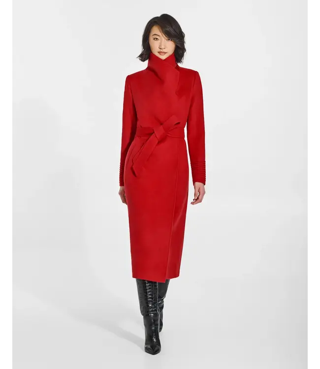 SENTALER Baby Alpaca Long Funnel Collar Wrap Coat