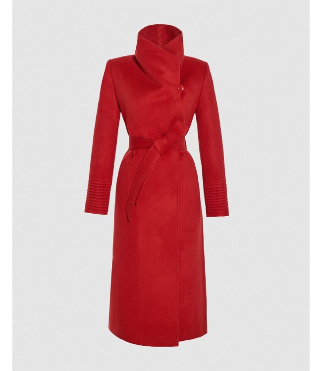 SENTALER Baby Alpaca Long Funnel Collar Wrap Coat