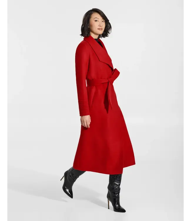 SENTALER Baby Alpaca Long Funnel Collar Wrap Coat