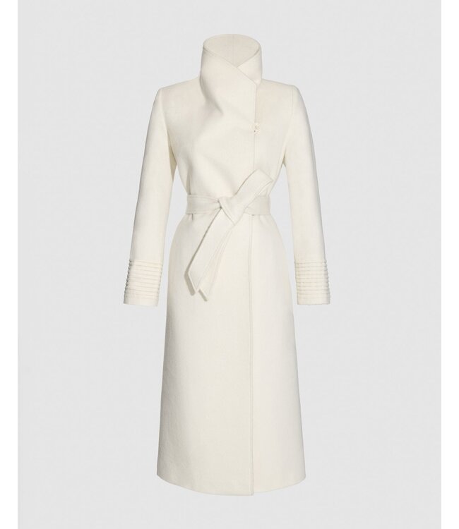 SENTALER Baby Alpaca Long Funnel Collar Wrap Coat