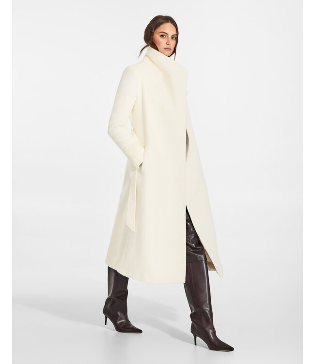 SENTALER Baby Alpaca Long Funnel Collar Wrap Coat