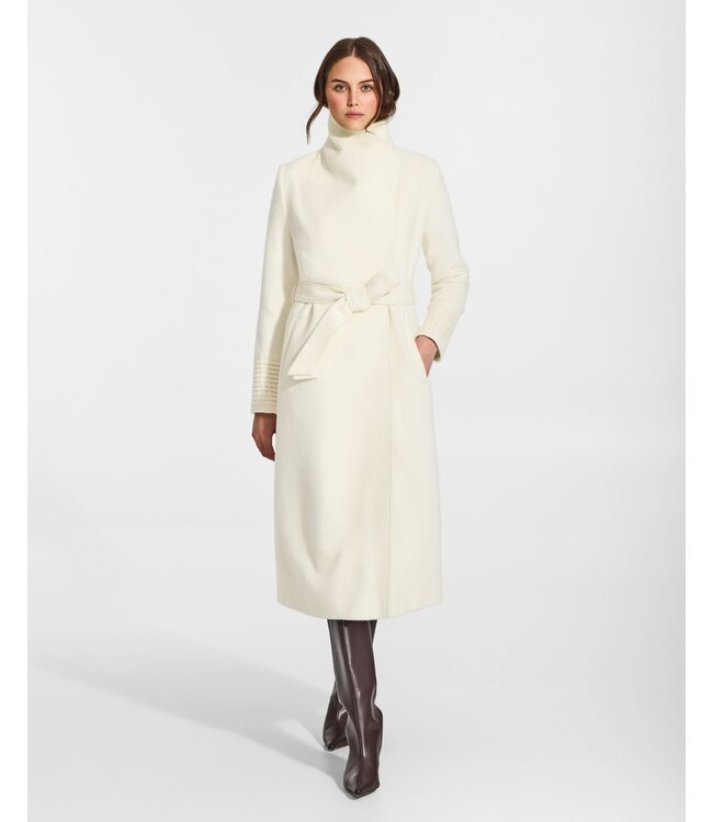 SENTALER Baby Alpaca Long Funnel Collar Wrap Coat