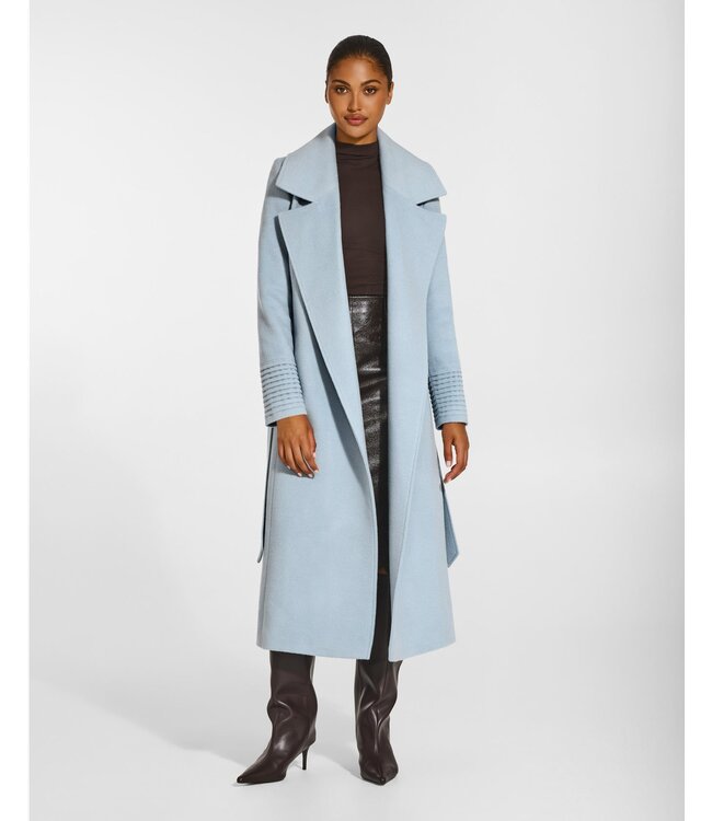 SENTALER Baby Alpaca Long Large Notched Collar Wrap Coat