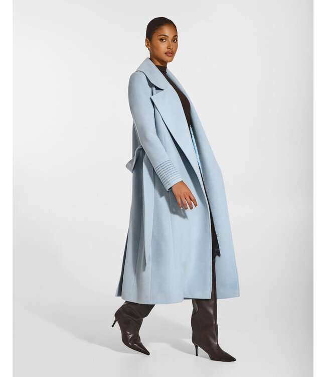 SENTALER Baby Alpaca Long Large Notched Collar Wrap Coat