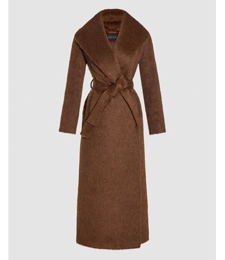 SENTALER Textured Suri Alpaca Maxi Shawl Collar Wrap Coat