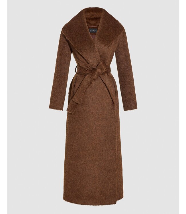 SENTALER Textured Suri Alpaca Maxi Shawl Collar Wrap Coat