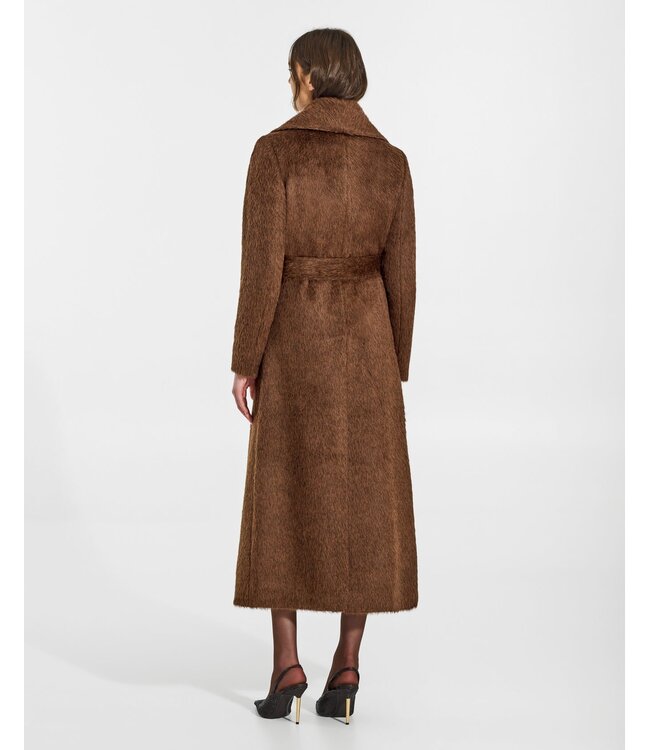 SENTALER Textured Suri Alpaca Maxi Shawl Collar Wrap Coat