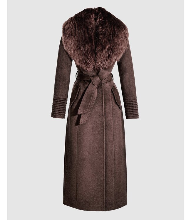 SENTALER Suri Alpaca Maxi Coat with Alpaca Shearling Collar