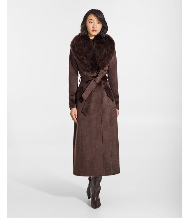 SENTALER Suri Alpaca Maxi Coat with Alpaca Shearling Collar