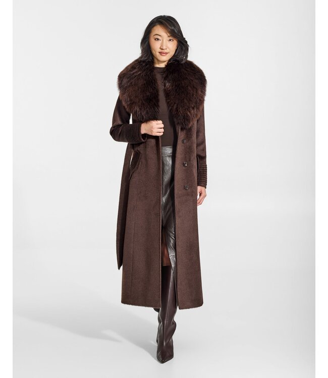 SENTALER Suri Alpaca Maxi Coat with Alpaca Shearling Collar