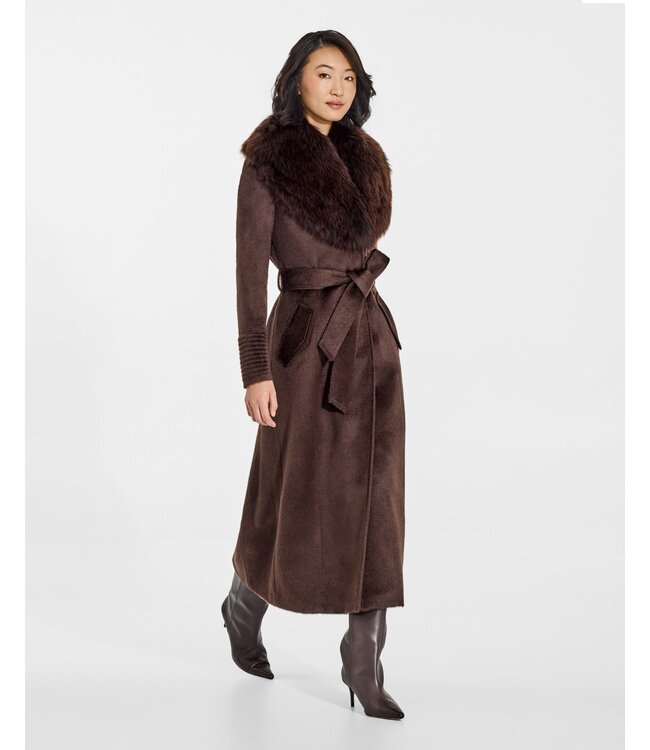 SENTALER Suri Alpaca Maxi Coat with Alpaca Shearling Collar