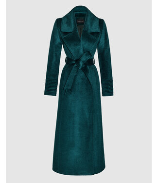 SENTALER Suri Alpaca Maxi Notched Collar Wrap Coat