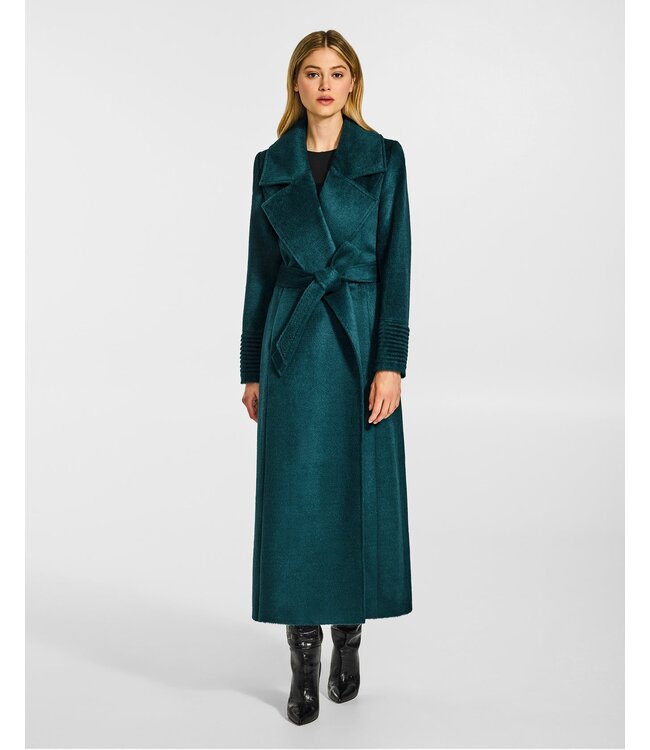 SENTALER Suri Alpaca Maxi Notched Collar Wrap Coat