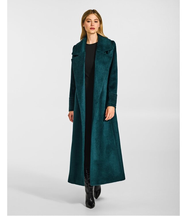 SENTALER Suri Alpaca Maxi Notched Collar Wrap Coat