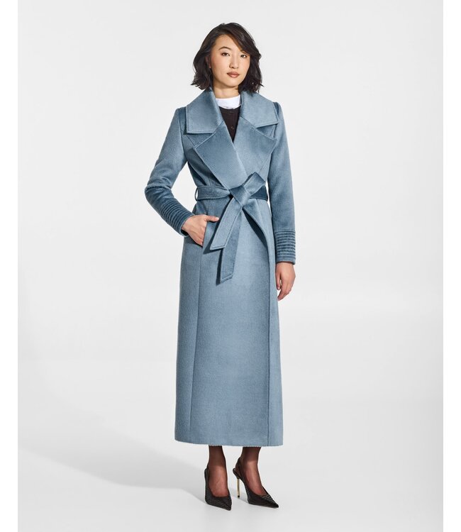 SENTALER Suri Alpaca Maxi Notched Collar Wrap Coat