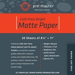 ProMaster Fine Art Cold Press Bright Matte Paper 8 1/2"x11" - 20 Sheets