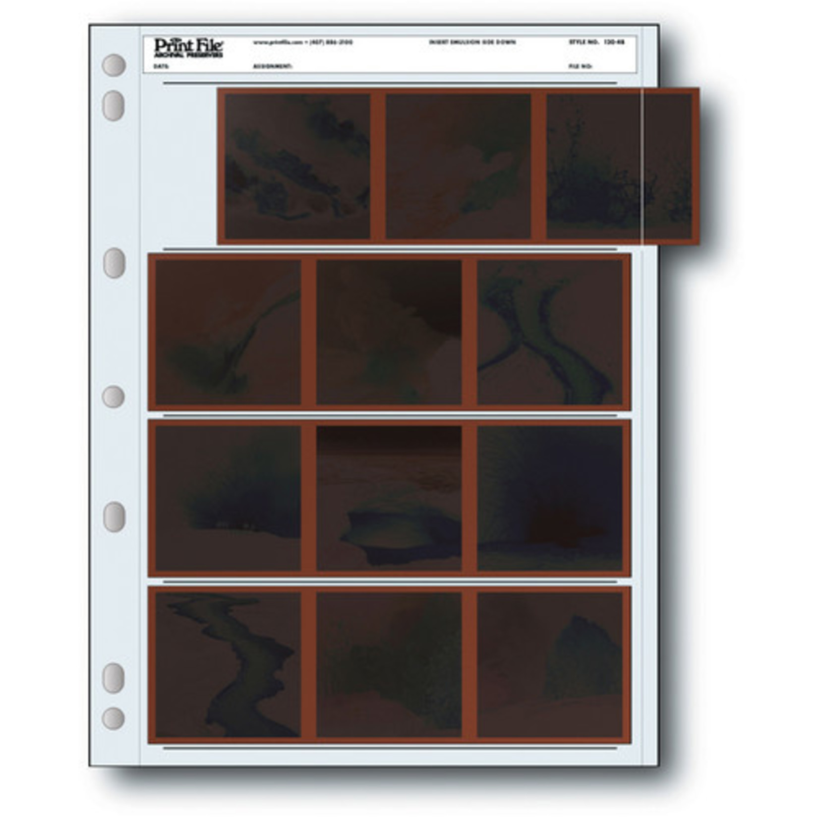 PrintFile Print File Archival Storage Page for120 Negatives, 6x6cm - 25 Pack