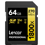 Lexar Lexar Professional 1800x UHS-II SDXC Memory Cards (GOLD Series) Choose Capacity
