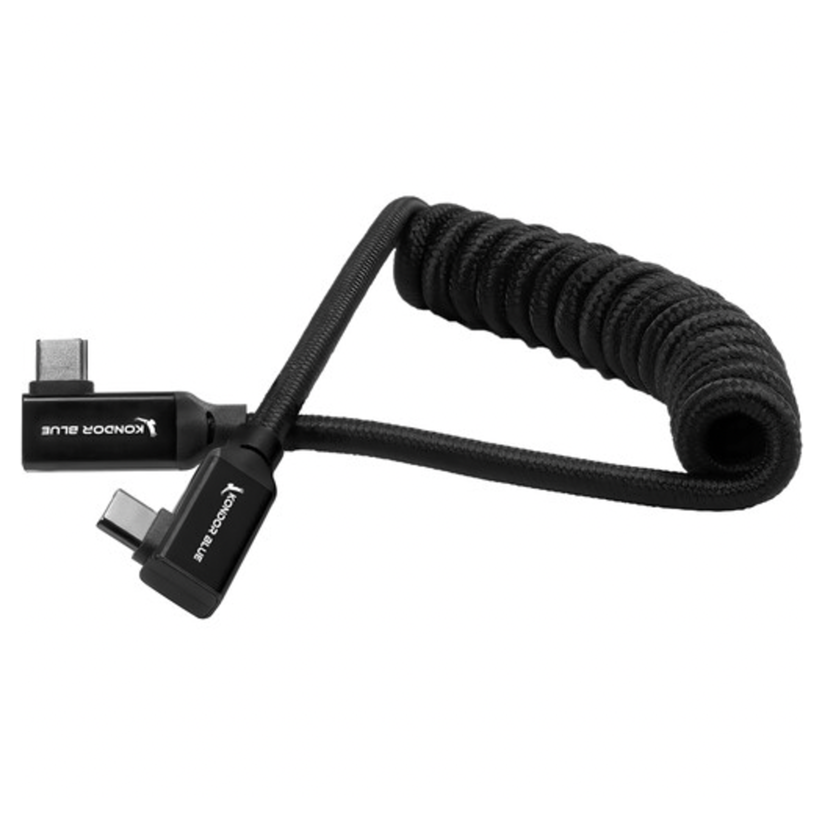 Kondor Blue Kondor Blue 12 to 24" Coiled USB-C Right Angle Braided Cable (Black)