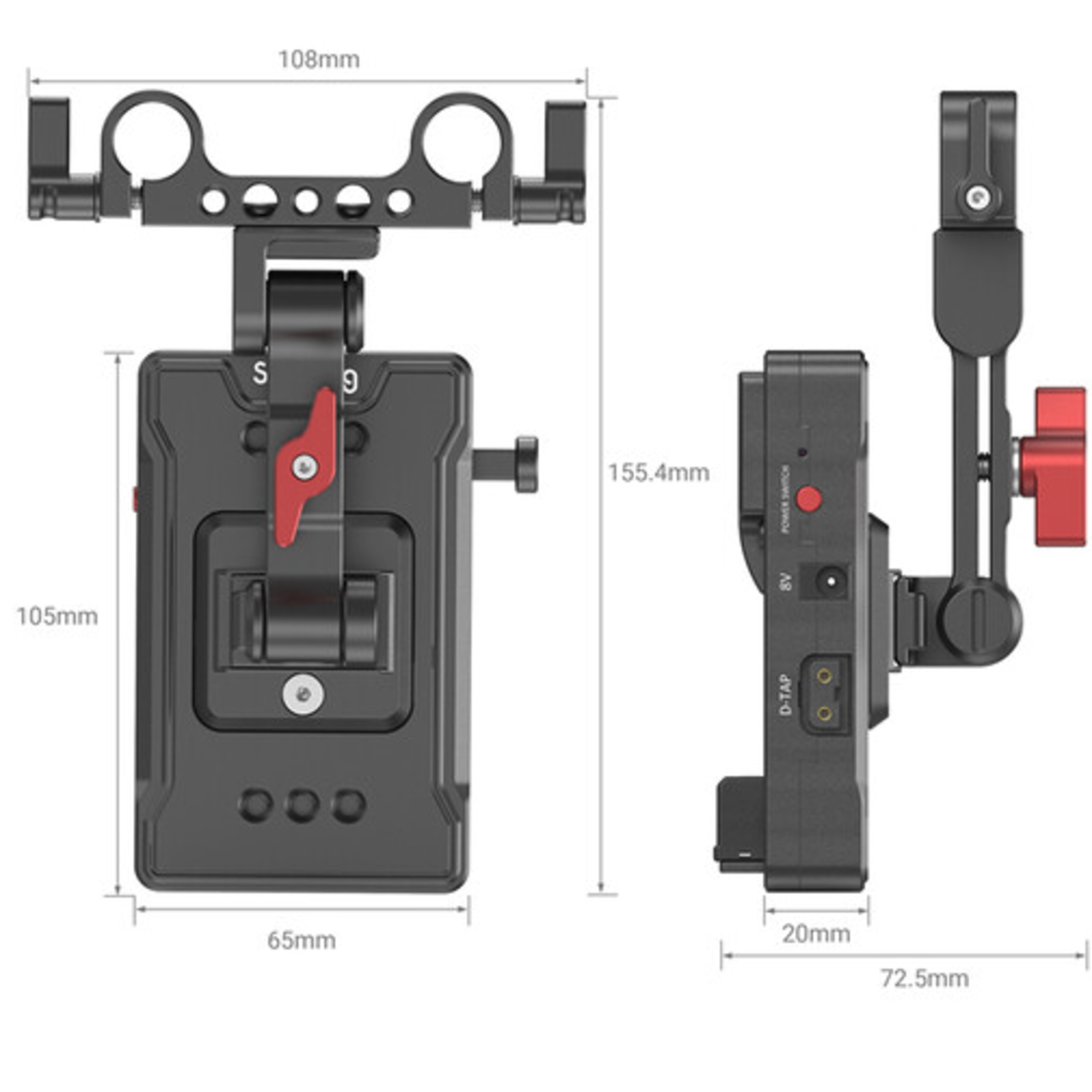 SmallRig SmallRig V Mount Battery Adapter Plate (Basic Version) with Extension Arm