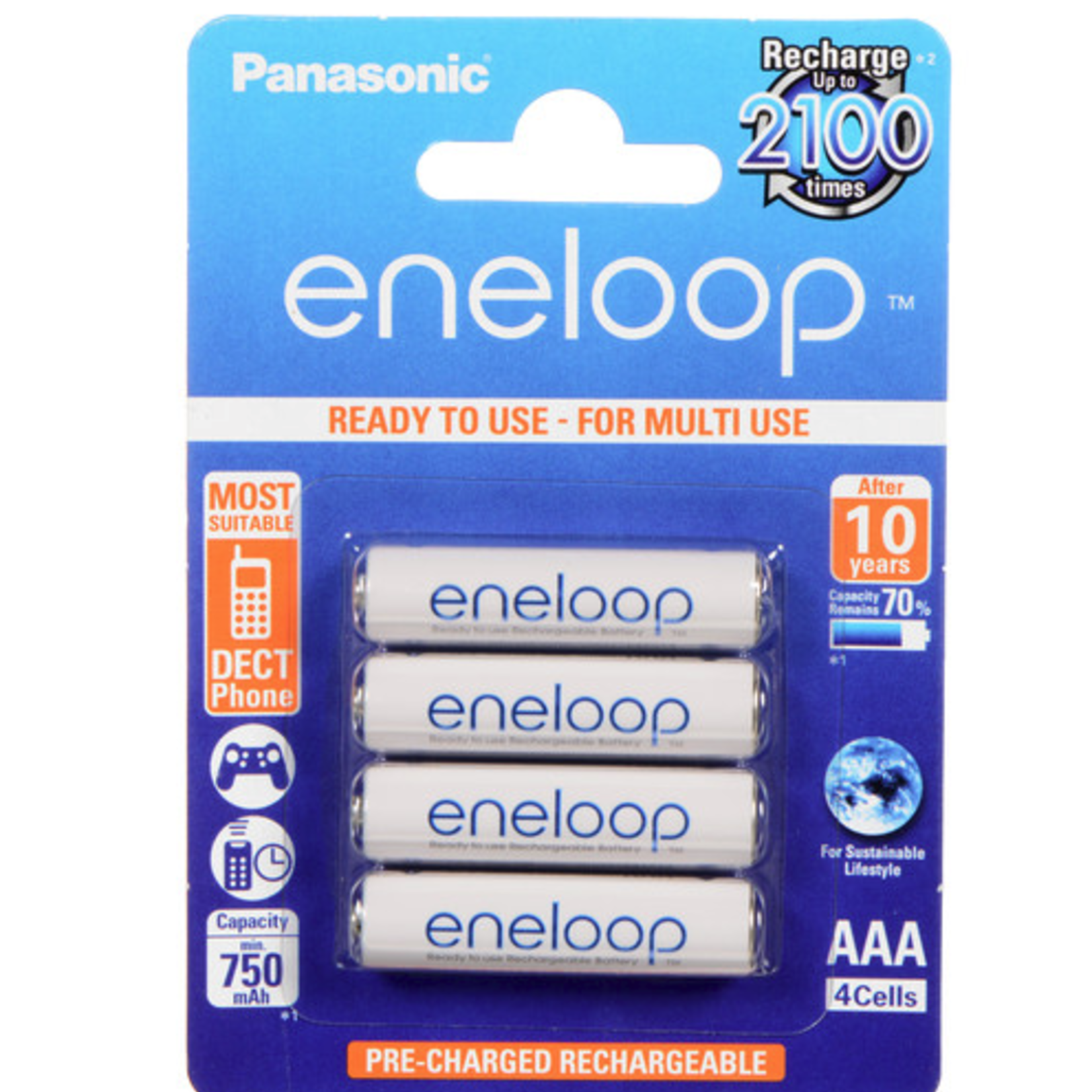 Panasonic Panasonic Eneloop AAA Rechargeable Ni-MH Batteries (800mAh, Pack of 4)