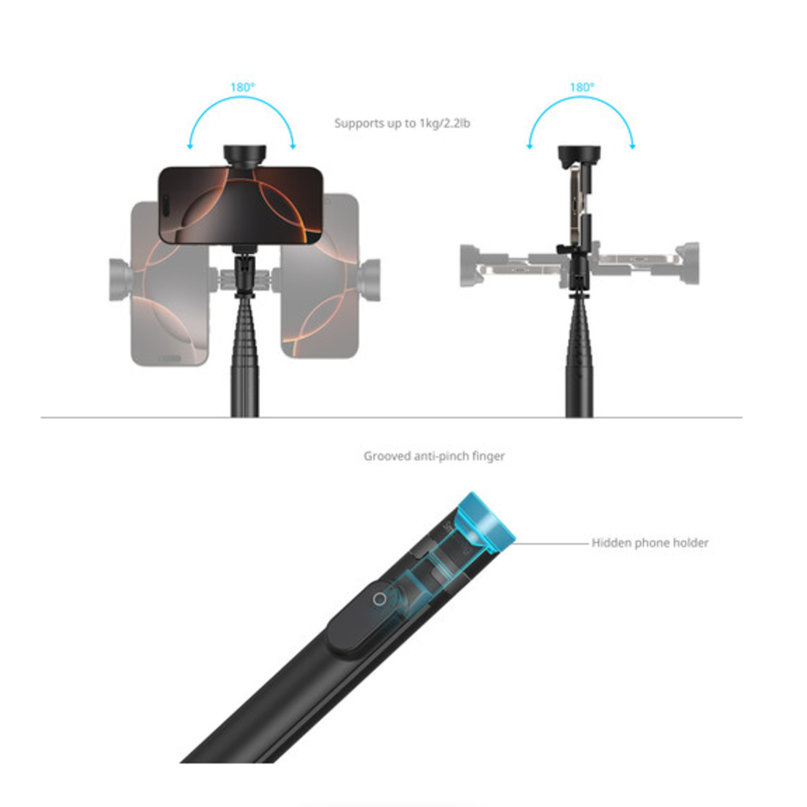 SmallRig SmallRig ST30 One-Touch Deploy Selfie Stick Tripod (Black)