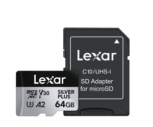 Lexar Professional Silver Plus UHS-I microSDXC Memory Card with SD