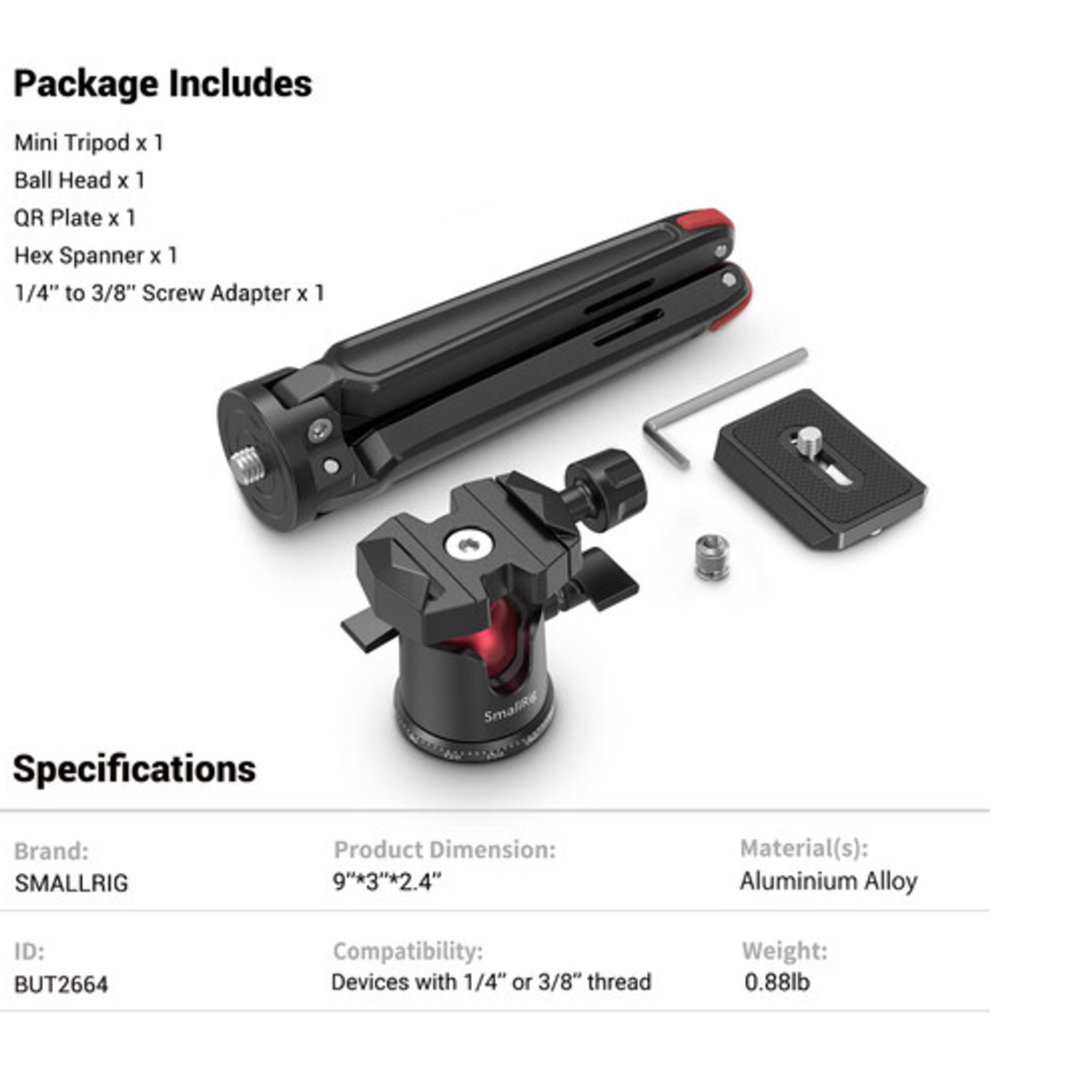 SmallRig SmallRig Tabletop Mini Tripod with Panoramic Ball Head