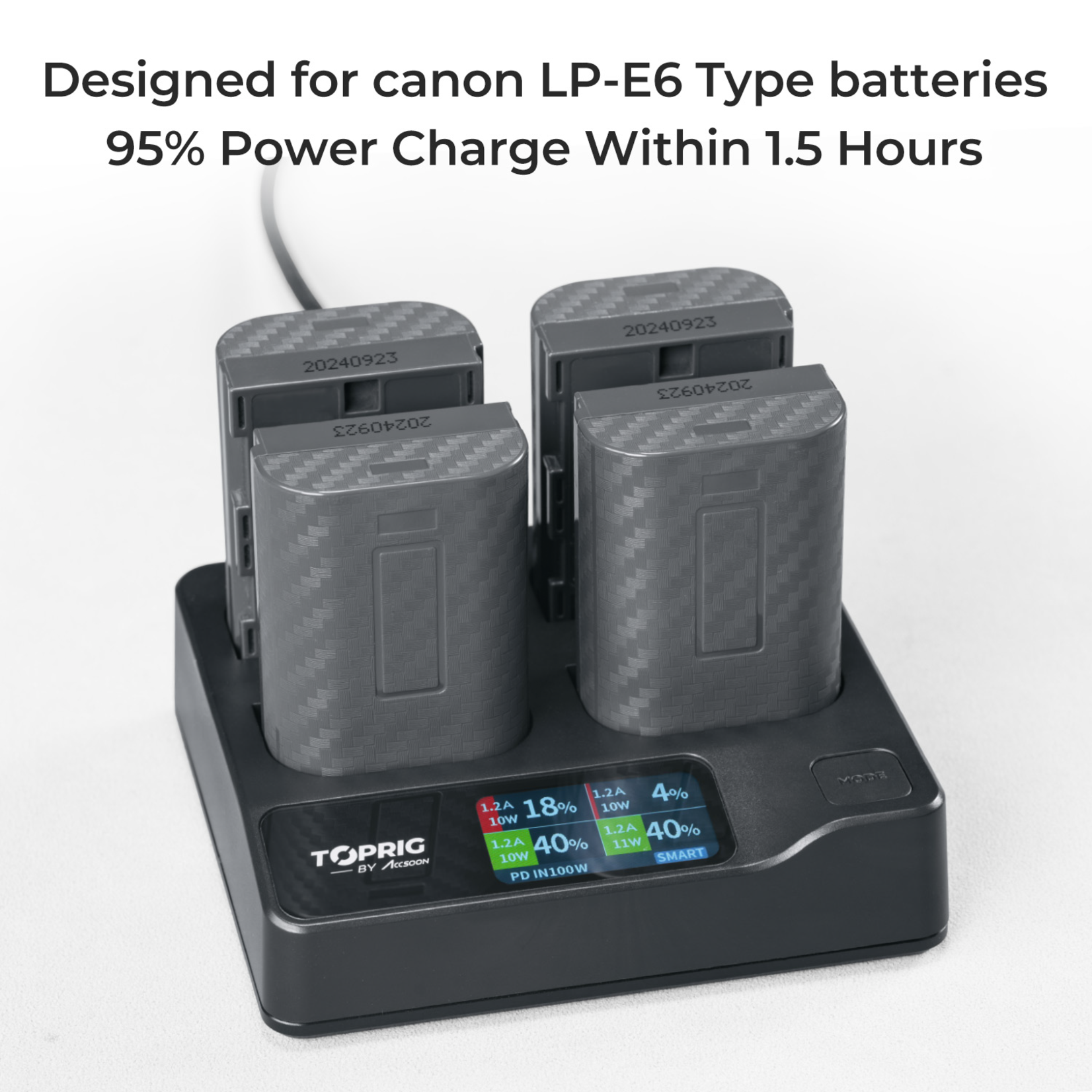 Accsoon Accsoon TopRig 100W 4-Bay LP-E6 Fast Charger