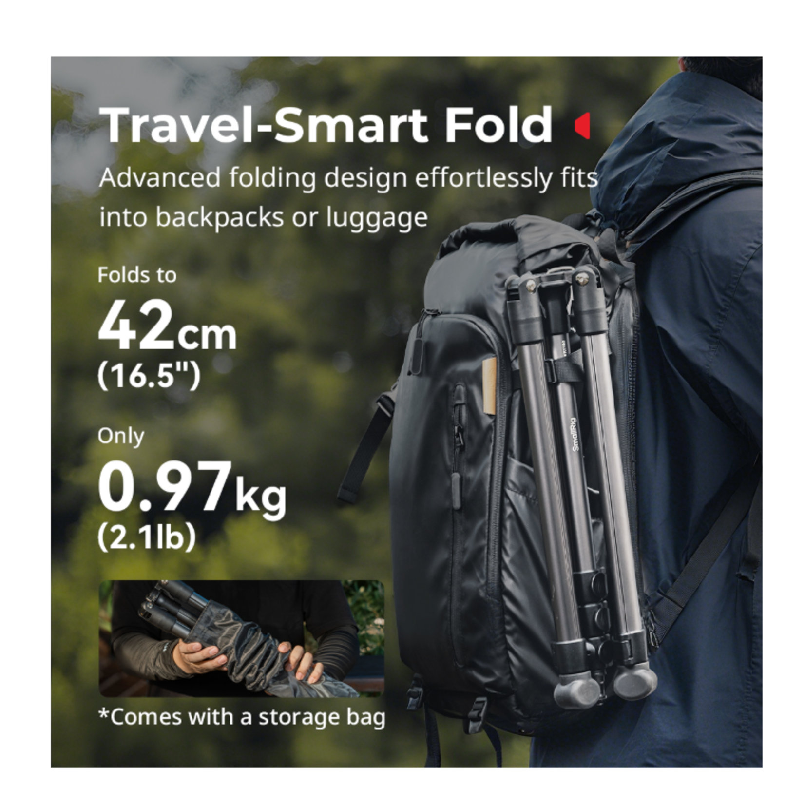 Support De Lampe Studio Portable SMALLRIG RT190 - Hauteur Réglable 42-190 Cm - Charge Max 4 Kg - Réversible Et Pliable