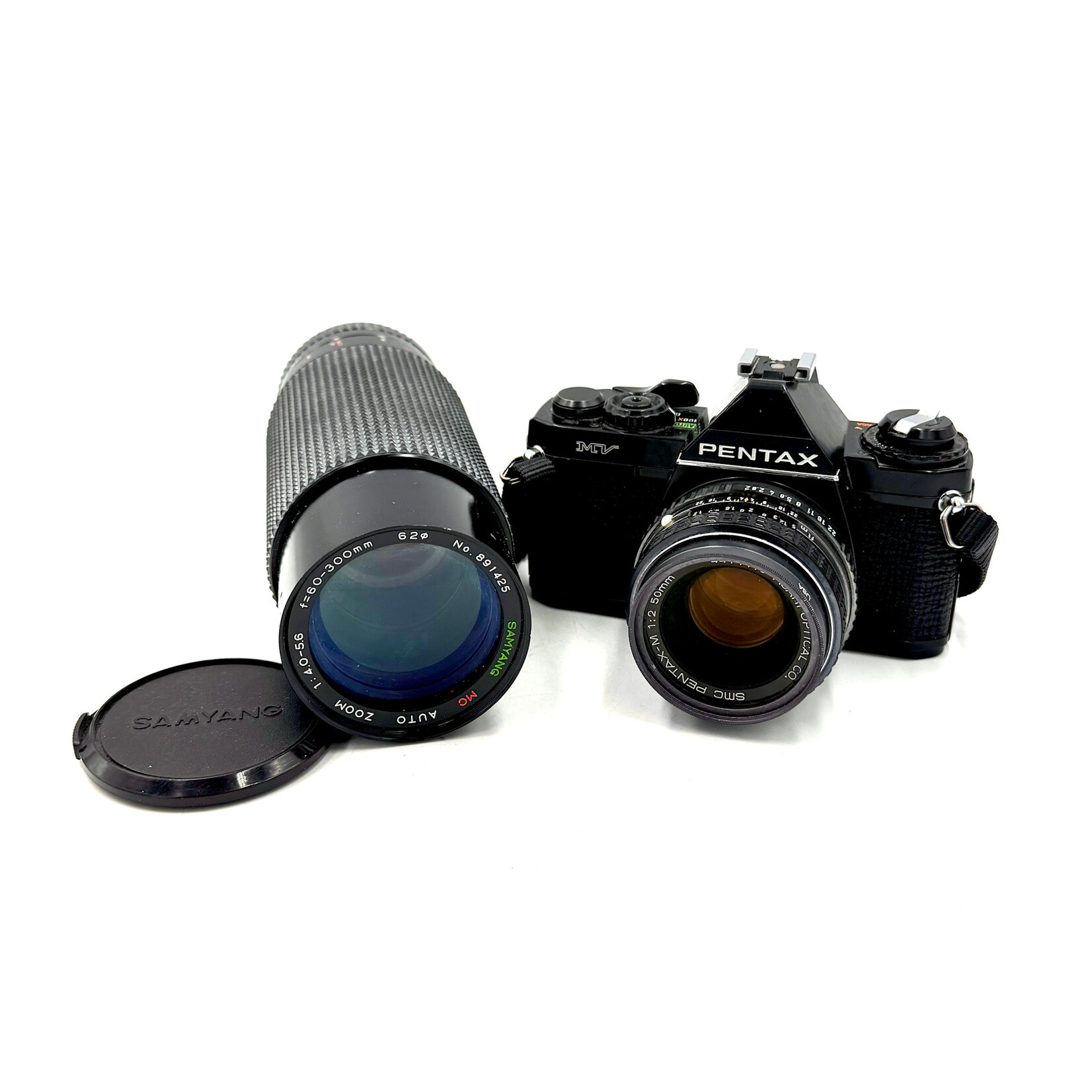 Pentax #1484 USED Pentax MV w/ 50mm f/2 & 60-300mm