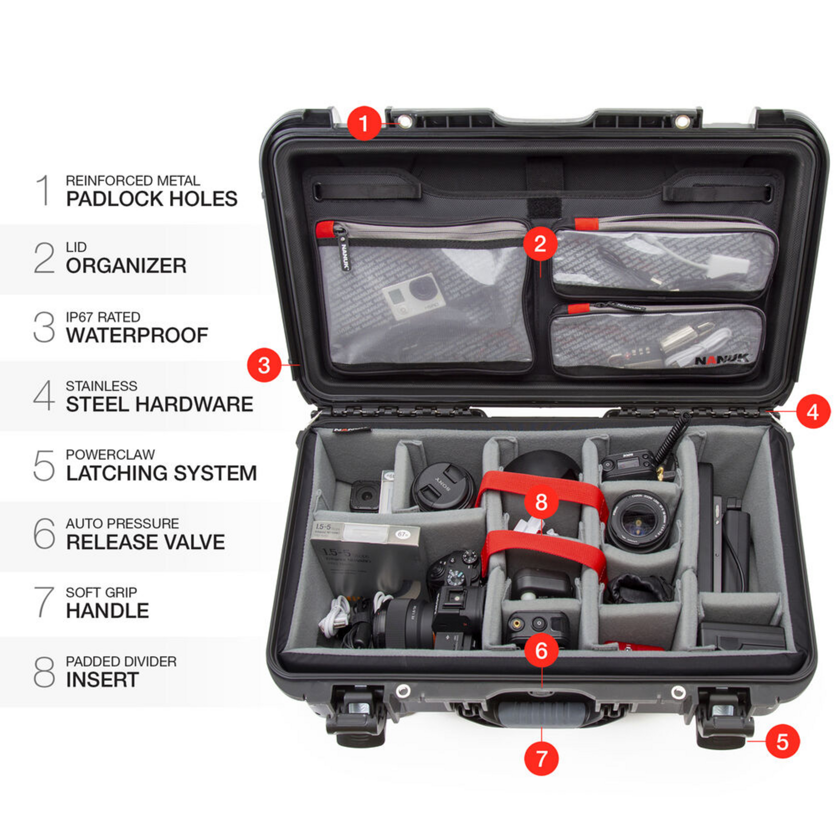 Nanuk Nanuk 935 Wheeled Waterproof Hard Case Pro Photo/Video Kit with Padded Dividers & Lid Organizer (Black, 28.5L)