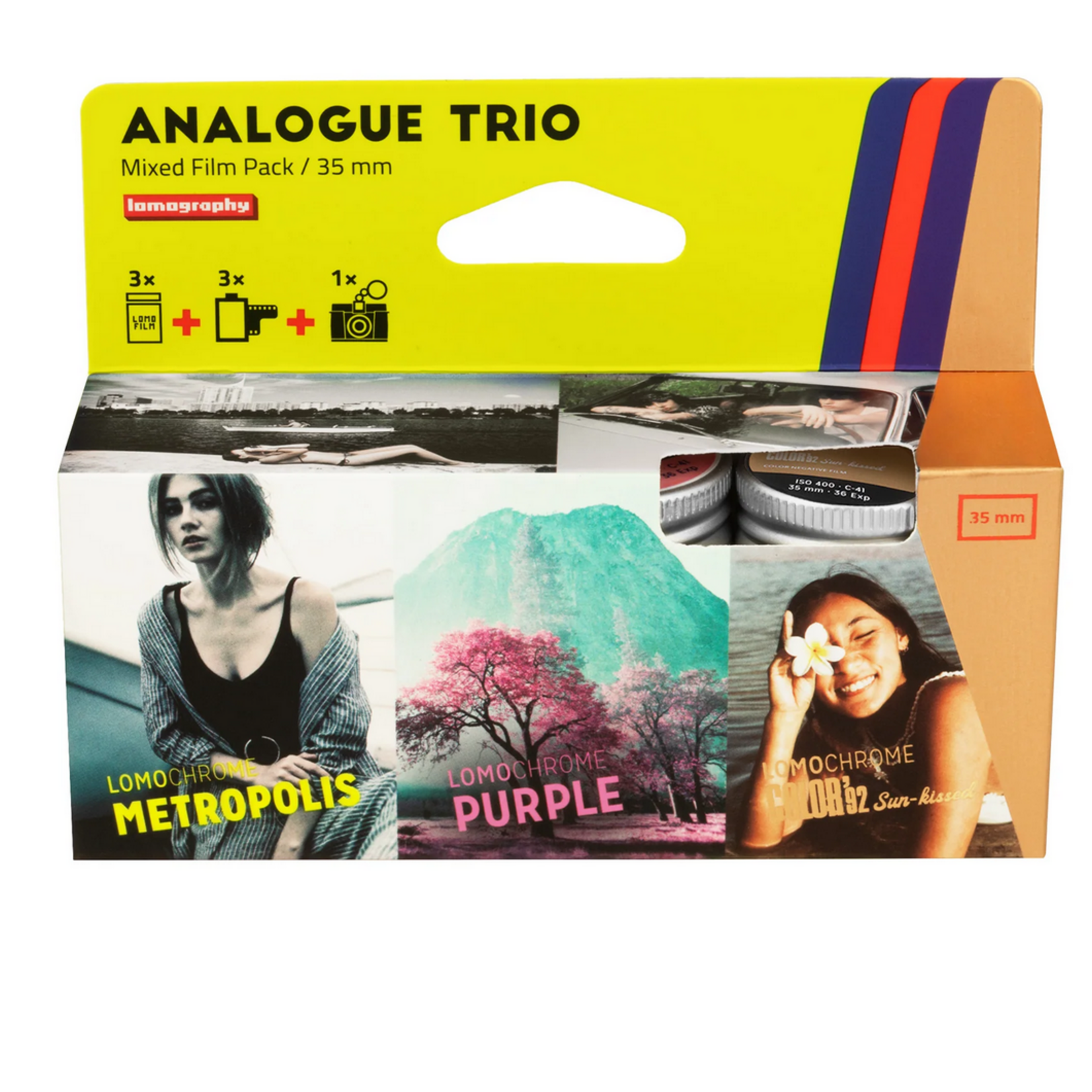 Lomography Lomography Analogue Trio Mixed Color Negative Film Pack - 35mm Film, 36 Exposures, 3 Pack Lomography Analogue Trio Mixed Color Negative Film Pack - 35mm Film  Lomography Analogue Trio Mixed Color Negative Film Pack - 35mm Film, 36 Ex