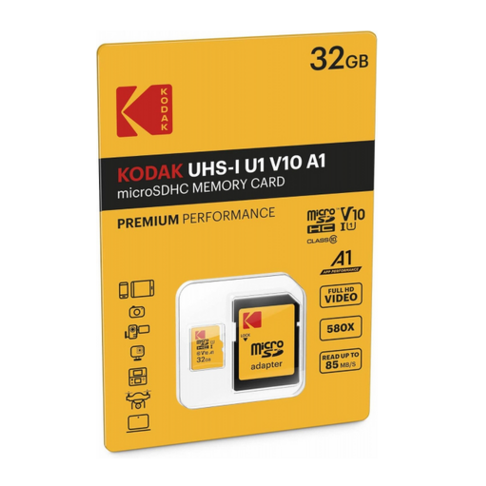 Kodak KODAK 32GB Class 10 UHS-I U1 MicroSDHC Card with Adapter