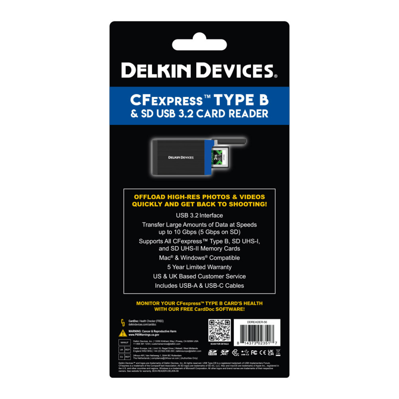 Delkin Delkin Devices USB 3.2 CFexpress Type B Card and SD UHS-II Memory Card Reader