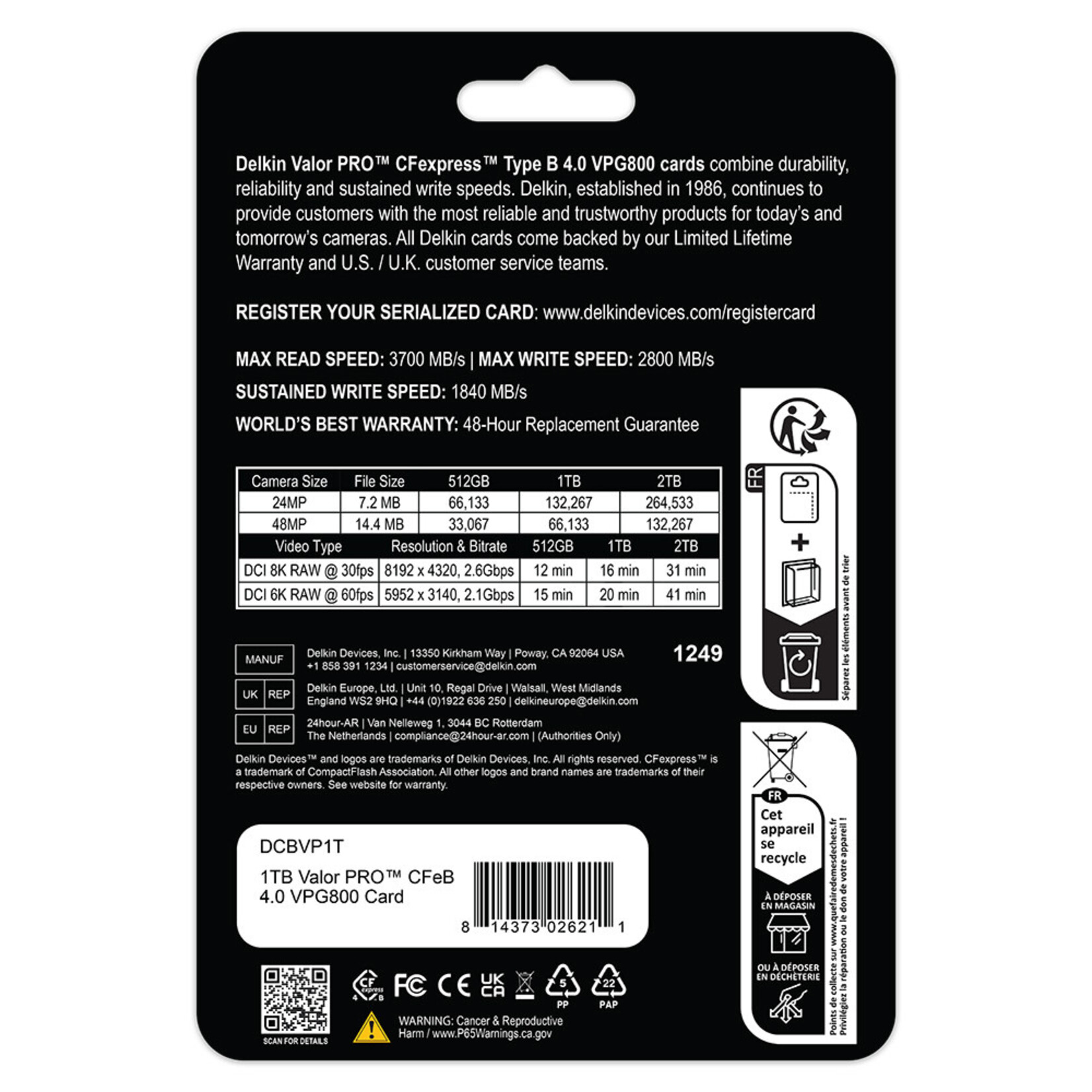Delkin Delkin CfExpress Type B Valor Pro 1TB Memory Card