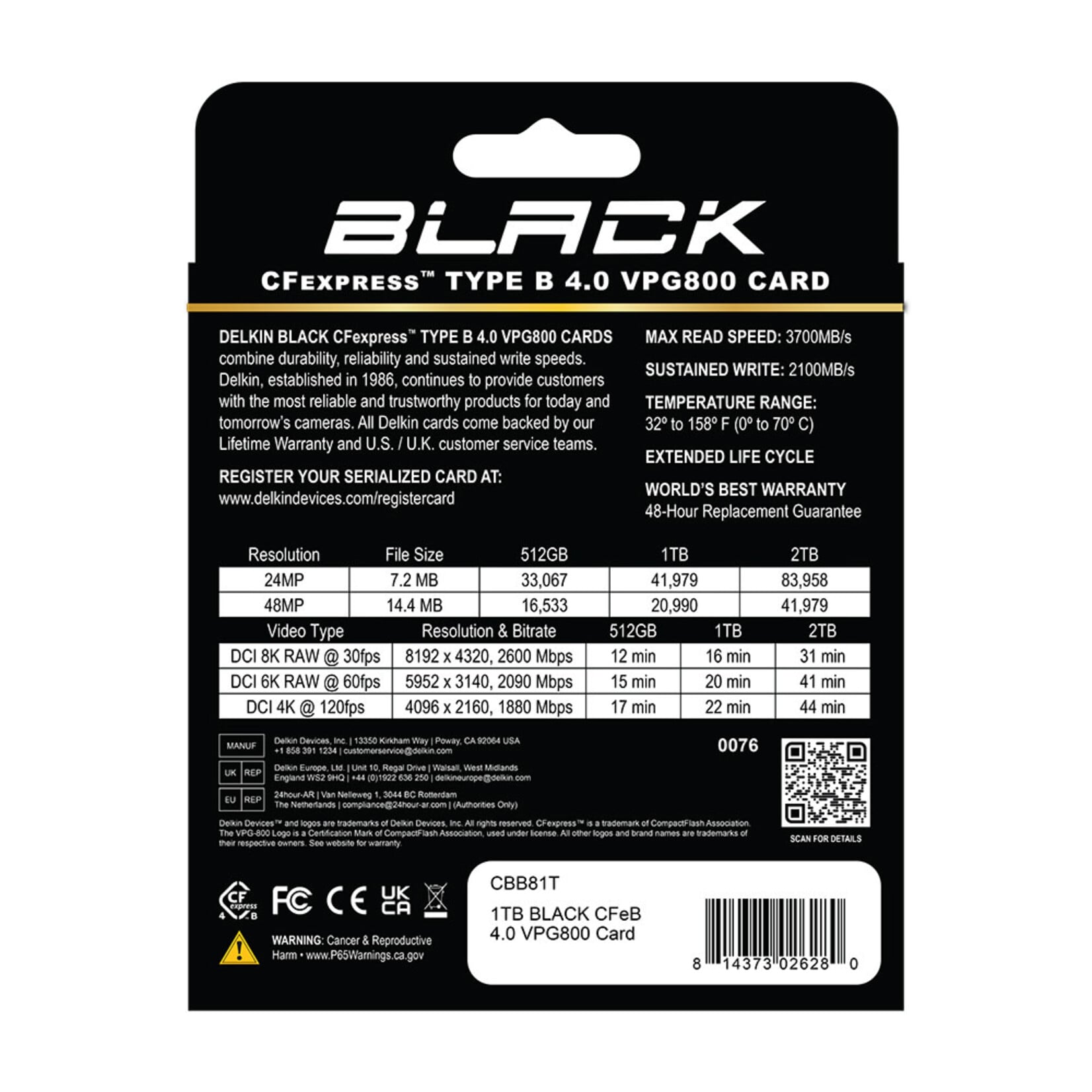 Delkin Delkin Black CFexpress Type B VPG800 Memory Cards