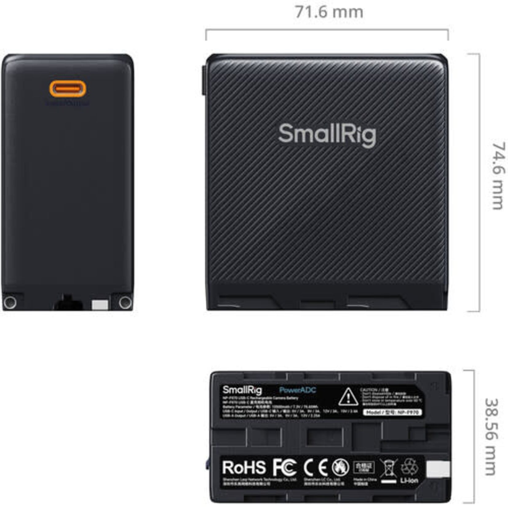 SmallRig SmallRig L-Series/NP-F970 USB-C Rechargeable Camera Battery (Black)