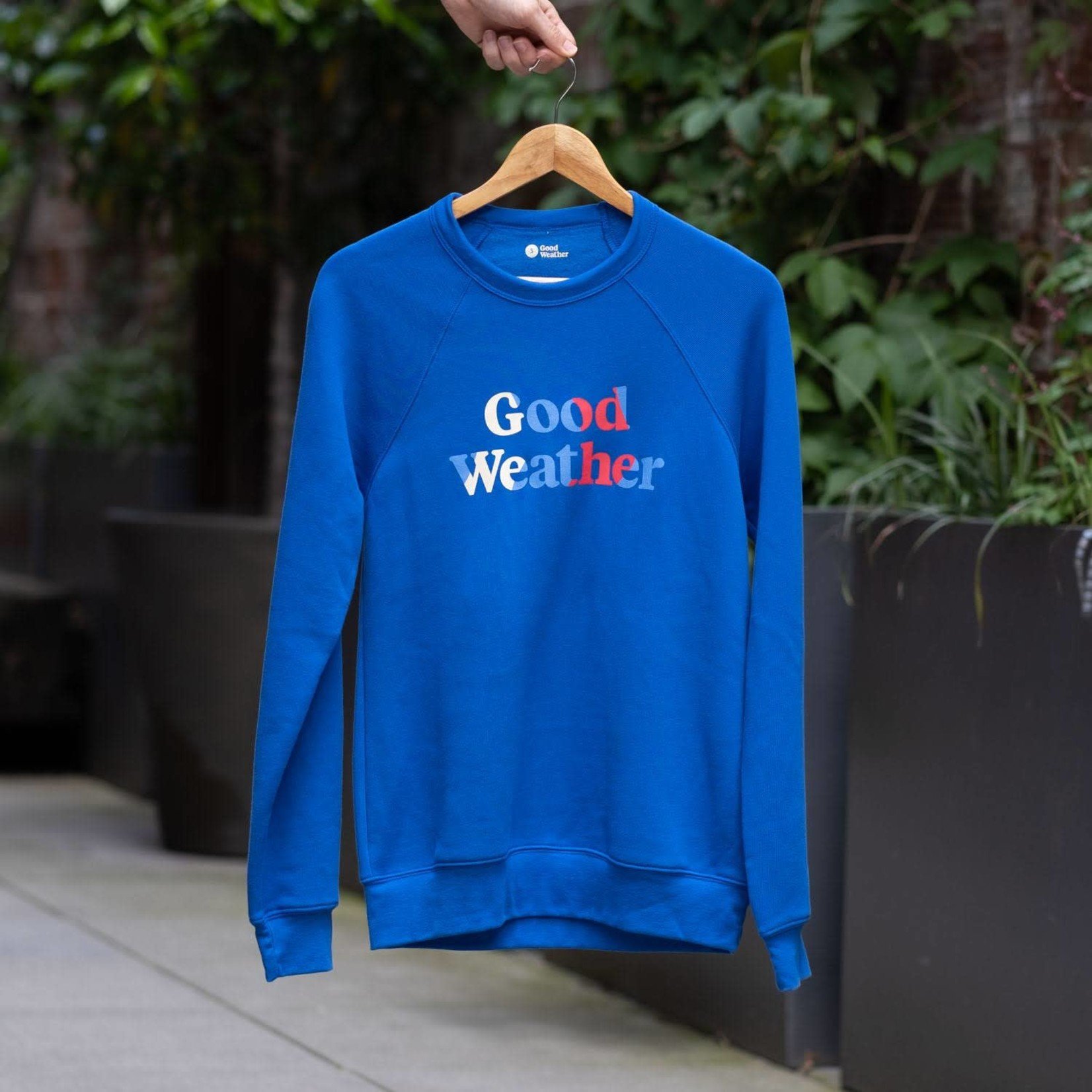 Good Weather Blue Sweatshirt - Good Weather Tri-Color Logo