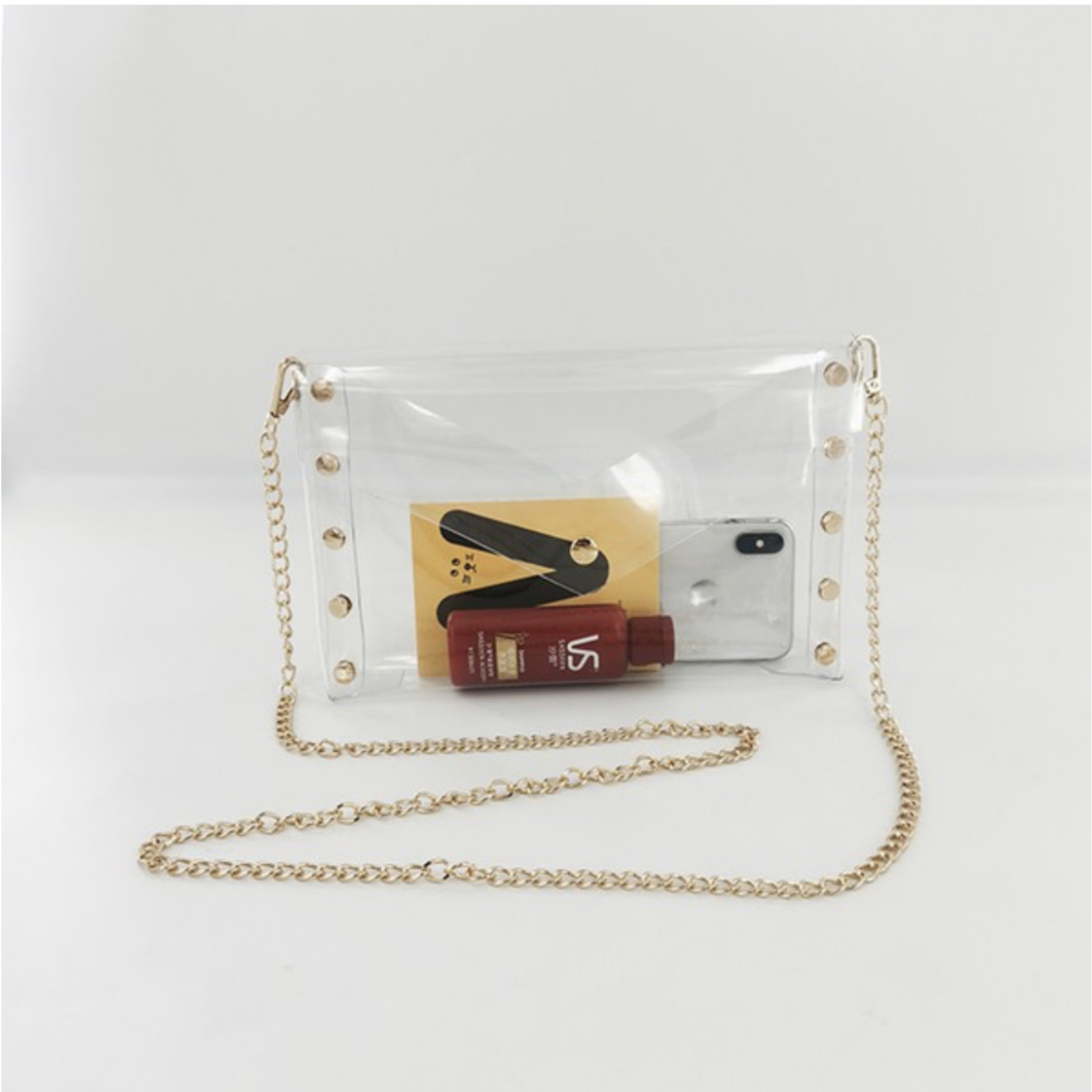 CLEAR STADIUM BAG WITH GOLD HANDLES