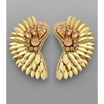 Golden Stella Beaded Feather Earrings