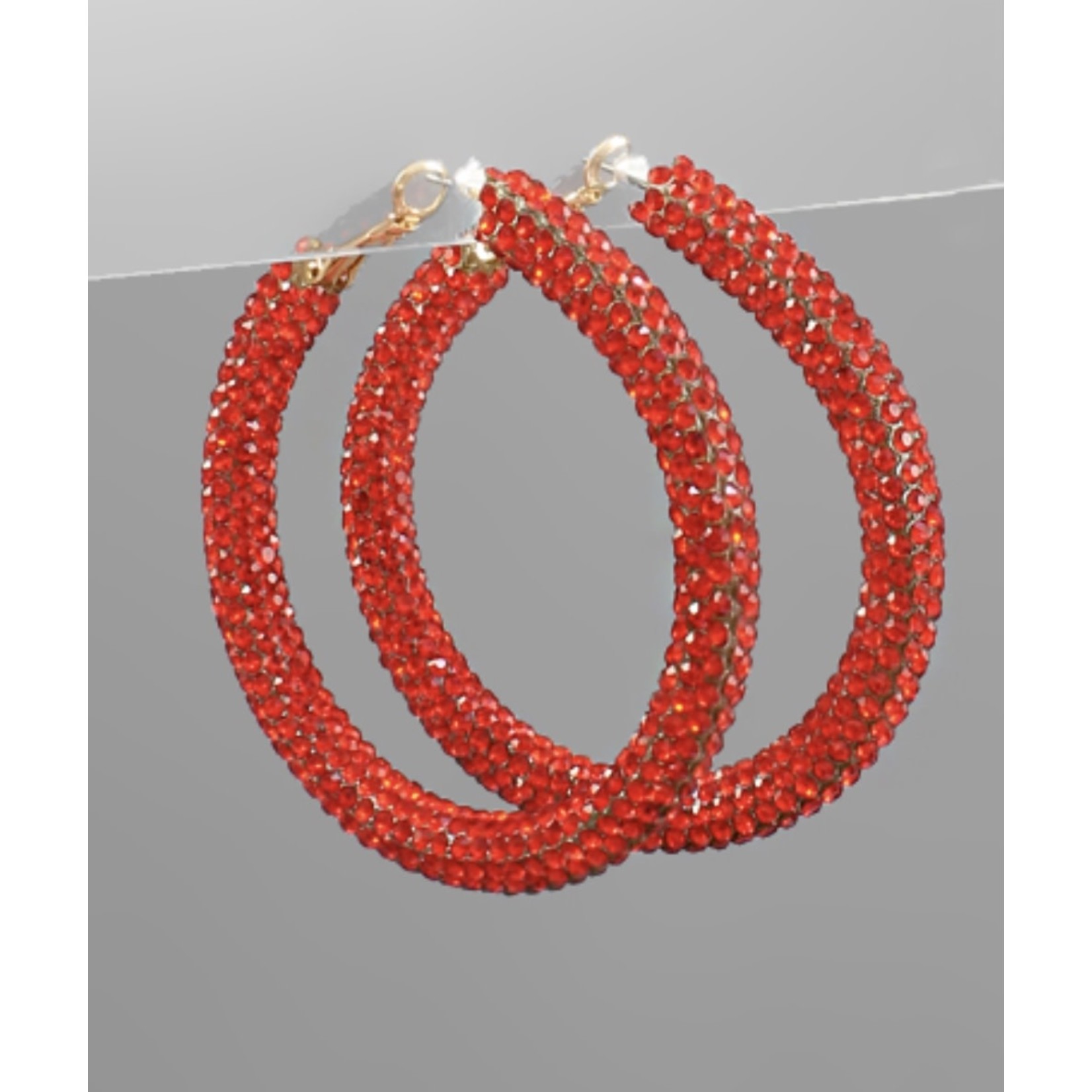 Golden Stella Crystal Pave Hoops 50mm