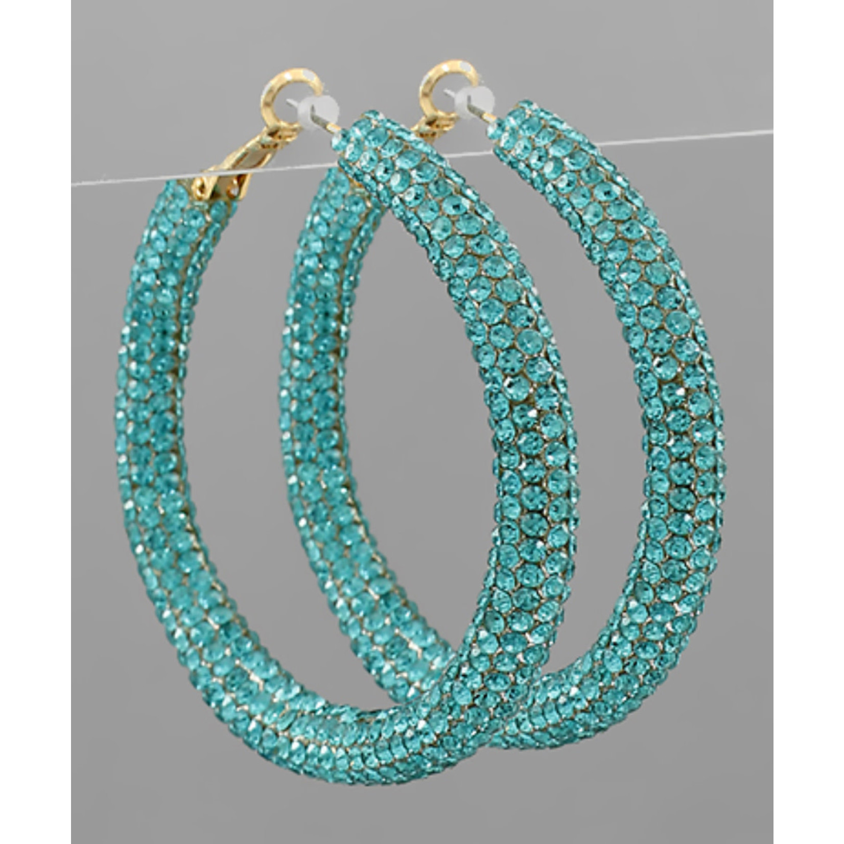 Golden Stella Crystal Pave Hoops 50mm