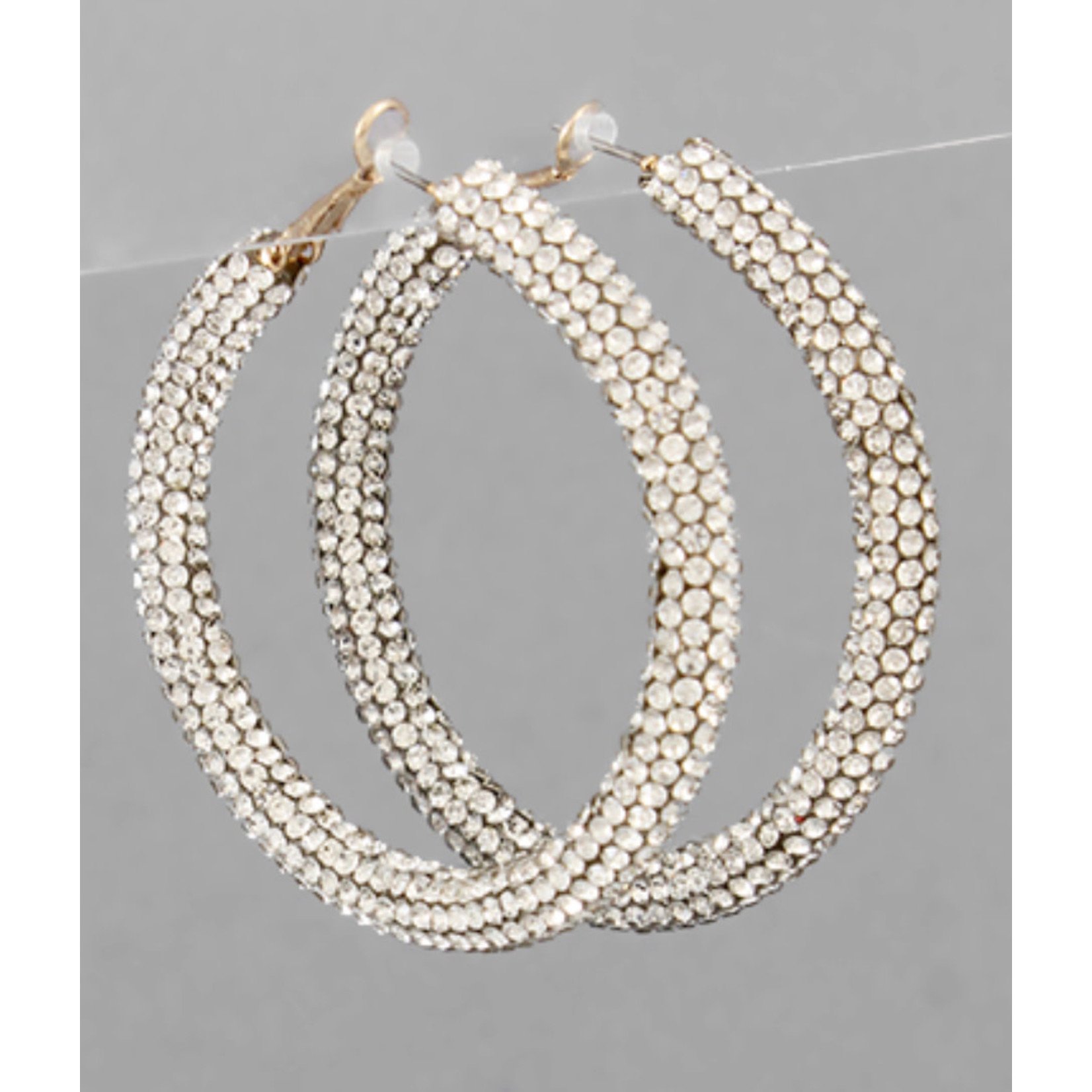 Golden Stella Crystal Pave Hoops 50mm