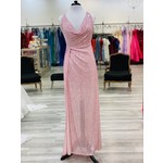 Pink Sequin Halter Long Dress