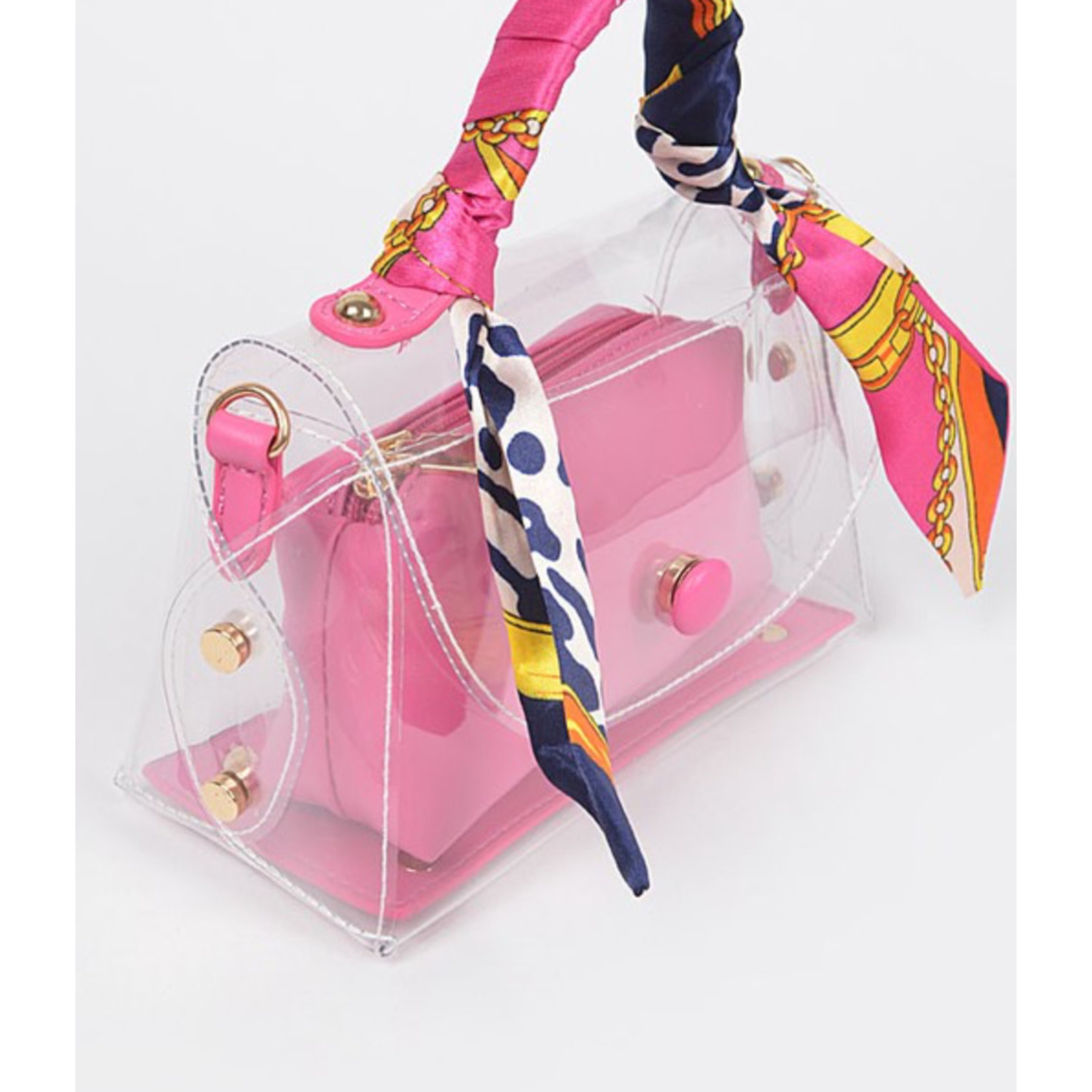 Rosaire « Capucine » Padlock Top Handle Bag Cowhide Leather Hot Pink Color  75163