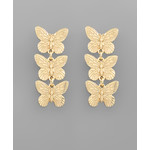 Textured 3 Butterfly Earrings/Gold